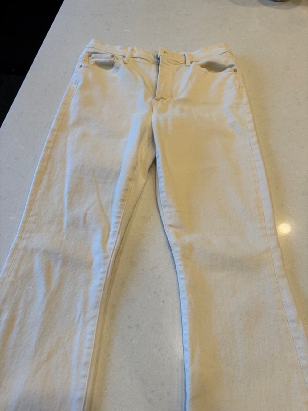 MOTHER High Waisted Weekender Skimp Jeans in Off-White second chance